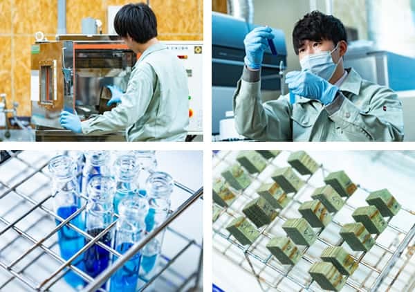 ハウスガードシステムを提案する株式会社コシイプレザービングの研究施設、木材保存剤を研究している様子